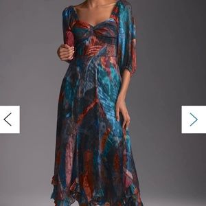 Anthropologie Hutch Printed Twist Midi Dress- 4P
